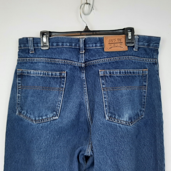 Cat's Eye Mens Straight Leg Denim Jeans Dark Wash Size Classic High Rise 38x30 - Picture 10 of 15